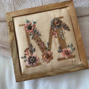 Boho Floral Monogram "M" Framed Wall Art